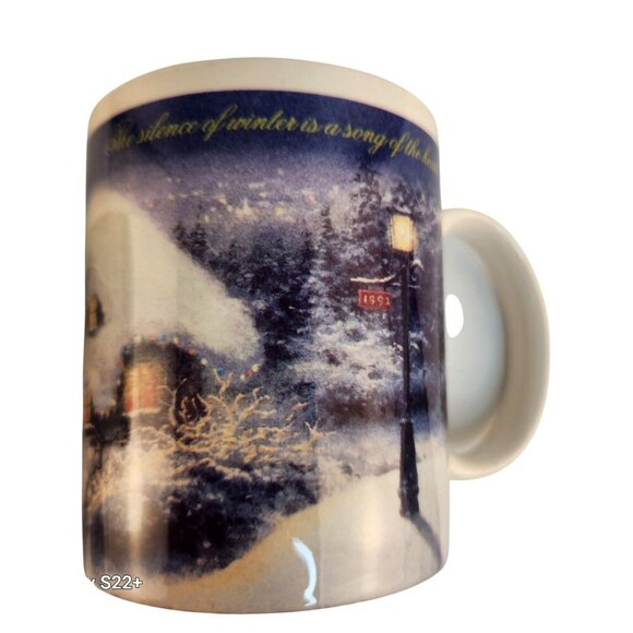 Thomas Kinkade 1990 Coffee Mug Set Stonehearth Hutch and Silent Night Winter Sce - Picture 9 of 10